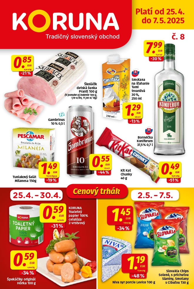 Potraviny KORUNA - aktuálny akciový leták - strana 1