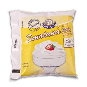 Smotana na šľahanie Milsy 33% 250ml - vo vrecúšku/UHT