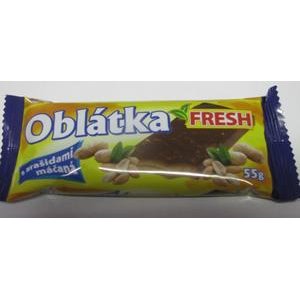 Oblátka arašidová s kúskami arašidov na povrchu máčaná v poleve 55g "Fresh"