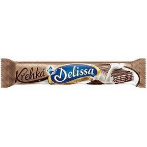 Delissa "Krehká" 34g-kakaová oblátka s mliečnou náplňou zdobená horkou čokolád.