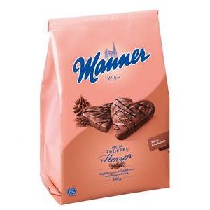 Manner Rum Herzen - Kakao-rumové oblátky v čokoláde 300 g