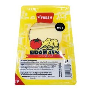 Fresh plátky Eidam Údené - polotvrdý, zrejúci, polotučný plátkový syr 100g