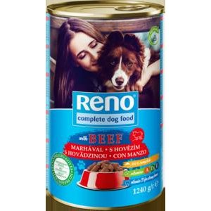 Konzerva pre psov s kúskami Hovädzieho mäsa Reno1240g
