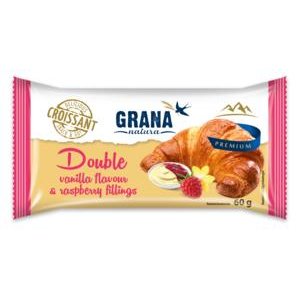 Croissant Grana s náplňou s vanilkovou príchuťou a malinovou náplňou 60 g